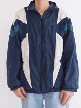 Vintage Brooks Blue Colorblock Full Zip Lightweight Windbreaker Track Jacket L